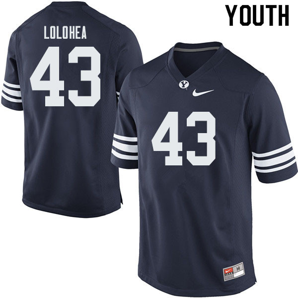 Youth #43 A.J. Lolohea BYU Cougars College Football Jerseys Sale-Navy